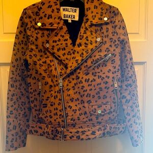 Walter Baker leopard print calf hair moto jacket